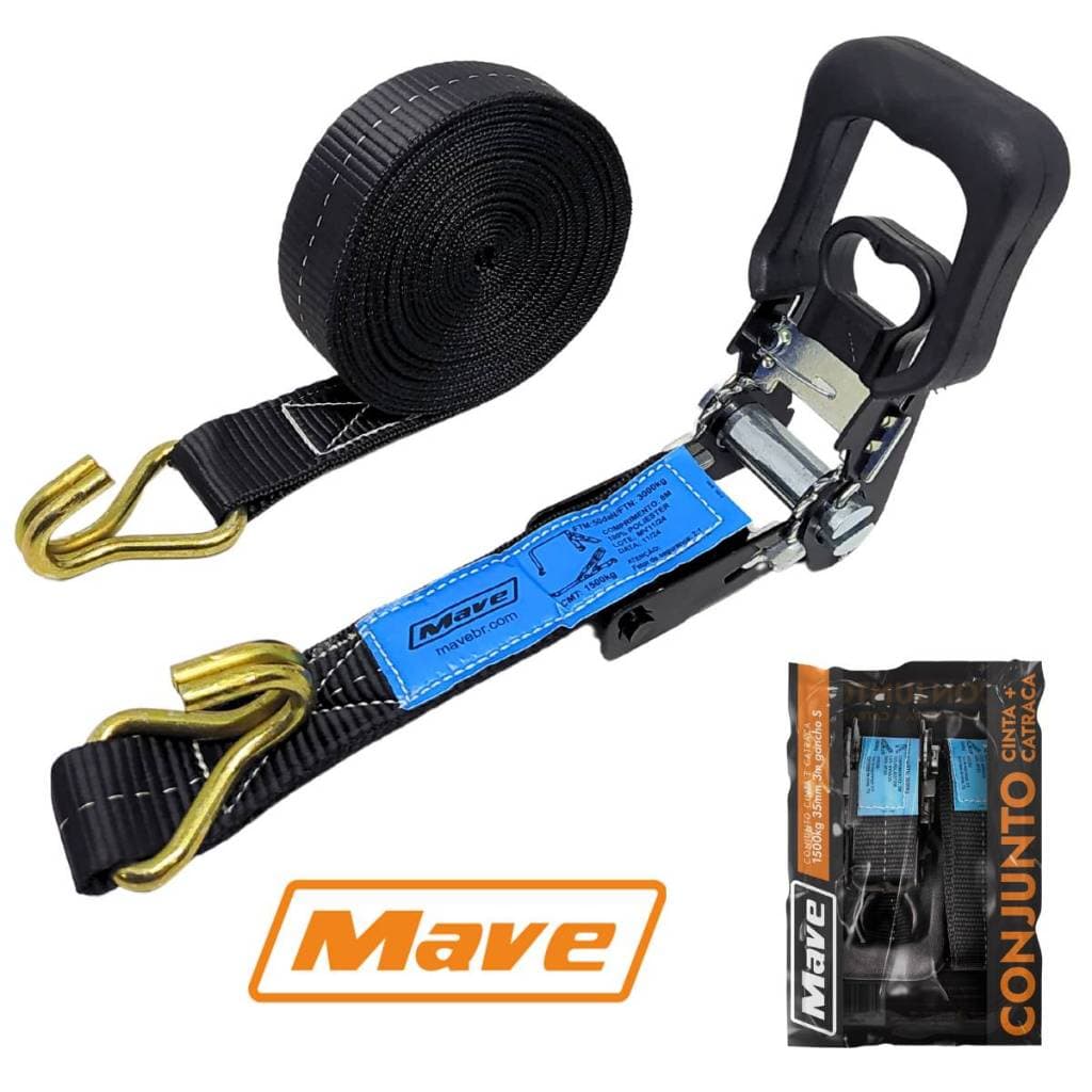 Cinta Catraca Náutica Fita Amarração Carga Reforçada 6mx35mm 1.500kg
