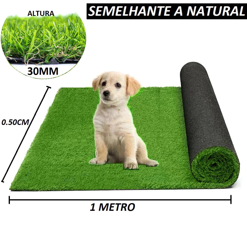Grama Sintética 30mm Semelhante Natural Área Externa Tapete Jardim (100cm x 50cm) - OFERTA