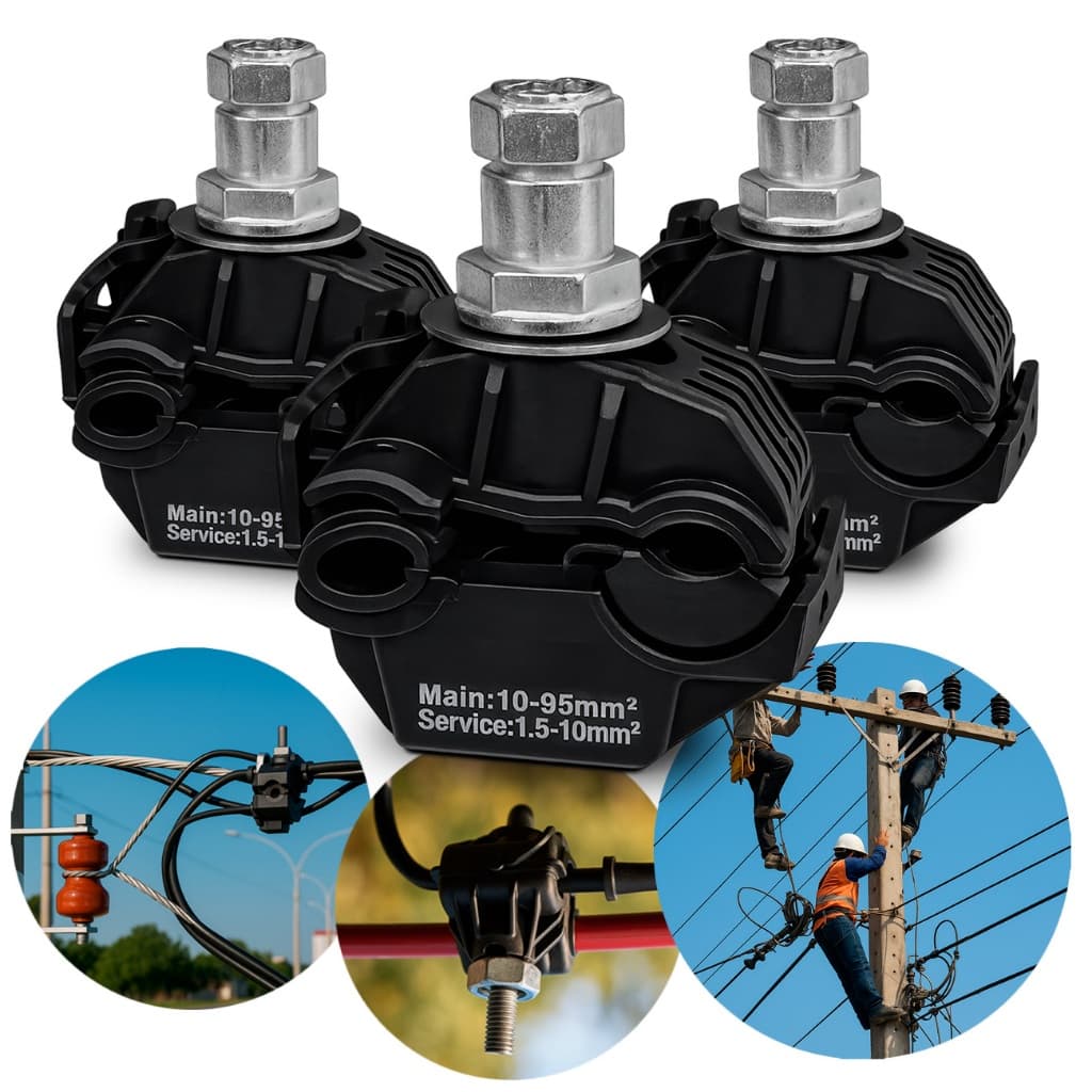 Kit 3 Conector Derivação Perfurante Cdp 10mm-95mm Vampiro Piranha Morcego Piercing Terminal Eletrico