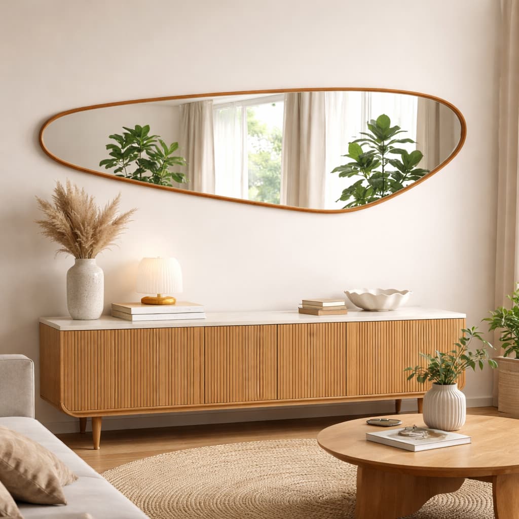 Espelho Orgânico Assimétrico de Parede Grande 44x160cm Corpo Inteiro