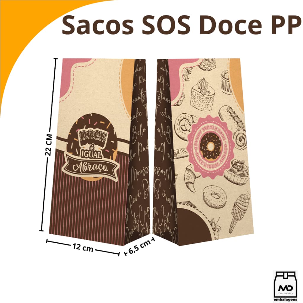 SACO KRAFT SOS TAMANHOS  P TEMA DOCE I LOVE DOCES DOCERIA DOCINHOS COOKIES C/ 50 UNIDADES