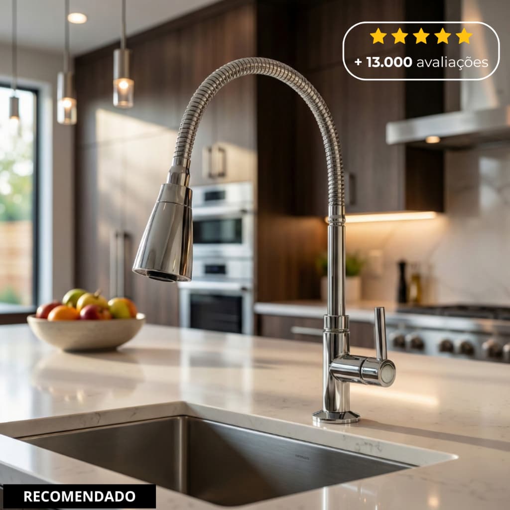 Torneira Gourmet Cozinha Bancada Pia Flexível 2 Jatos Abs