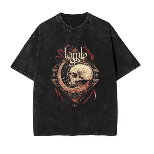 Camiseta Unissex 100% Algodão Estampa Metal Moderno Inspirada no Estilo Lamb of God