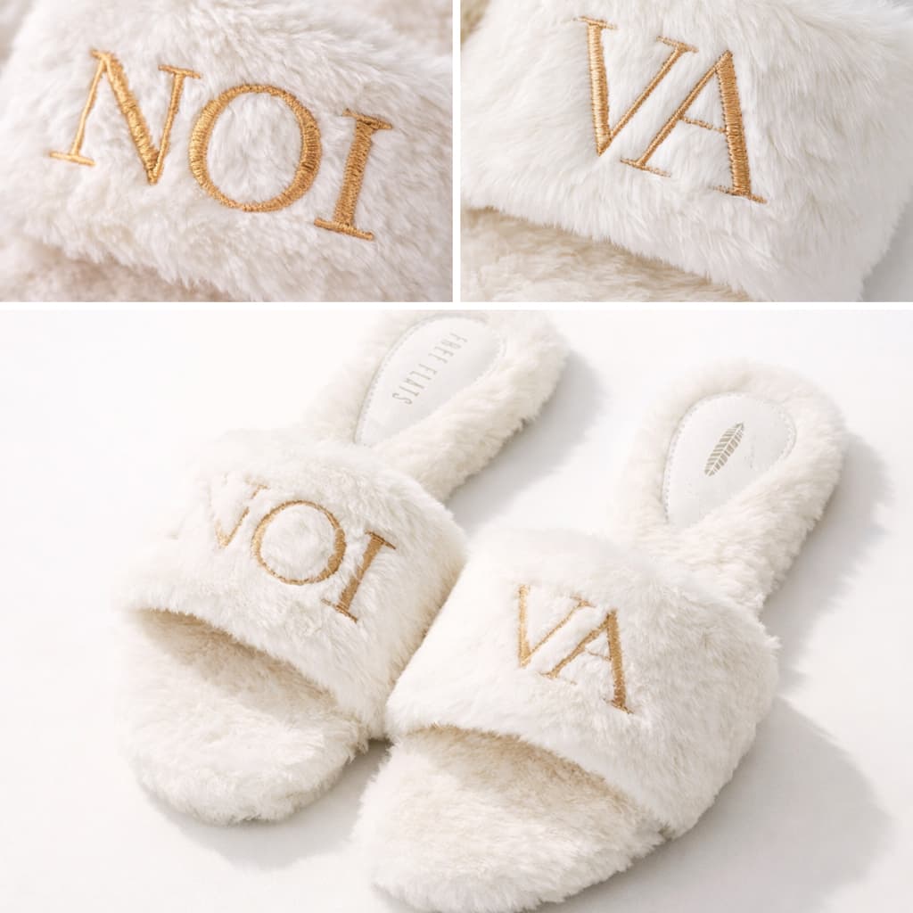 Pantufa Rasteira Slide Pelúcia Importada Bordada Personalizado Noiva