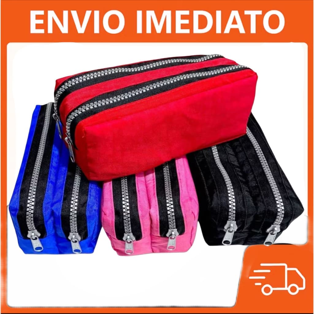 Estojo Tactel Unissex 2 Ziper Escolar Reforçado