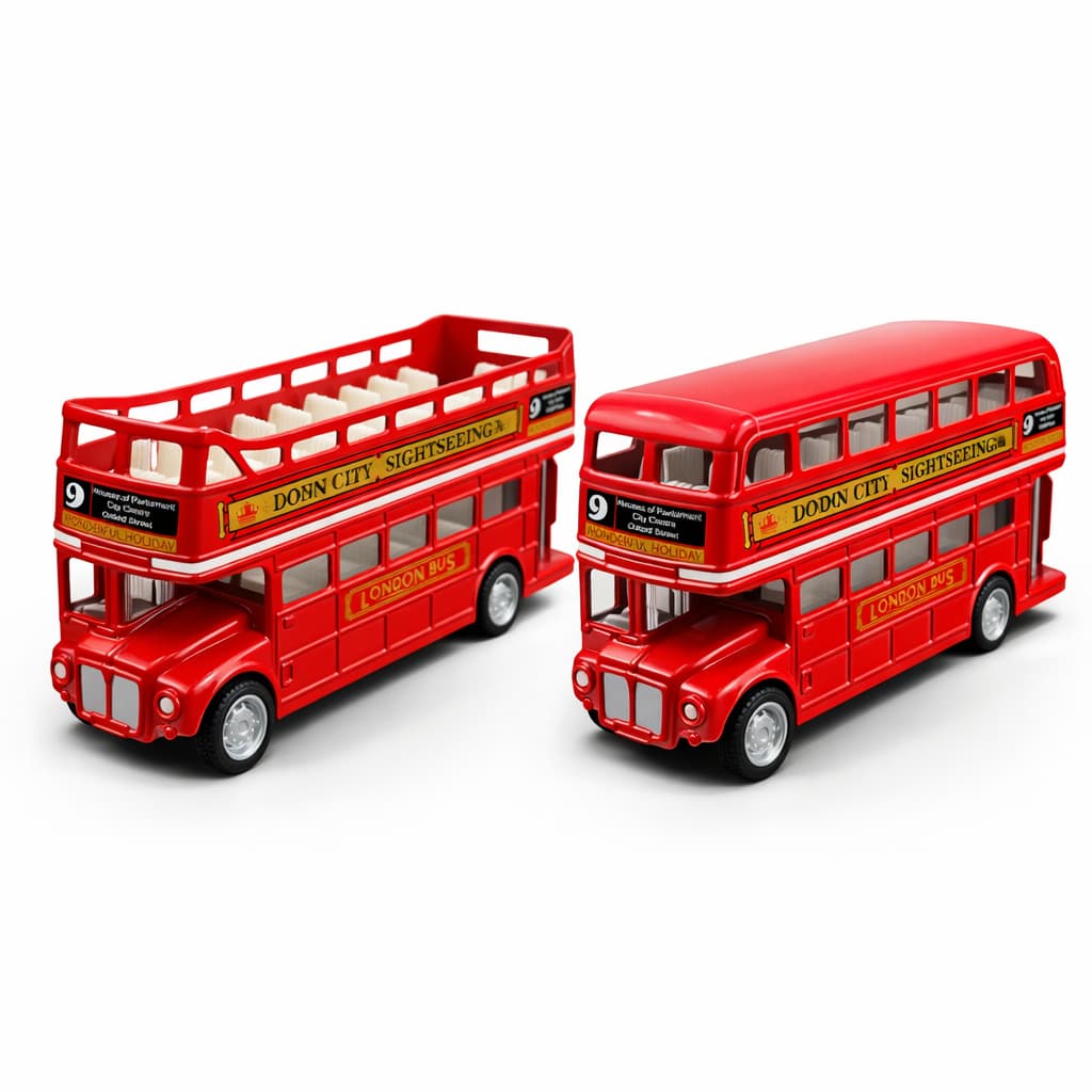 Miniatura Ônibus Londres Vermelho Dois Andares Escala 1:67 Metal Pneu Borracha Colecionável