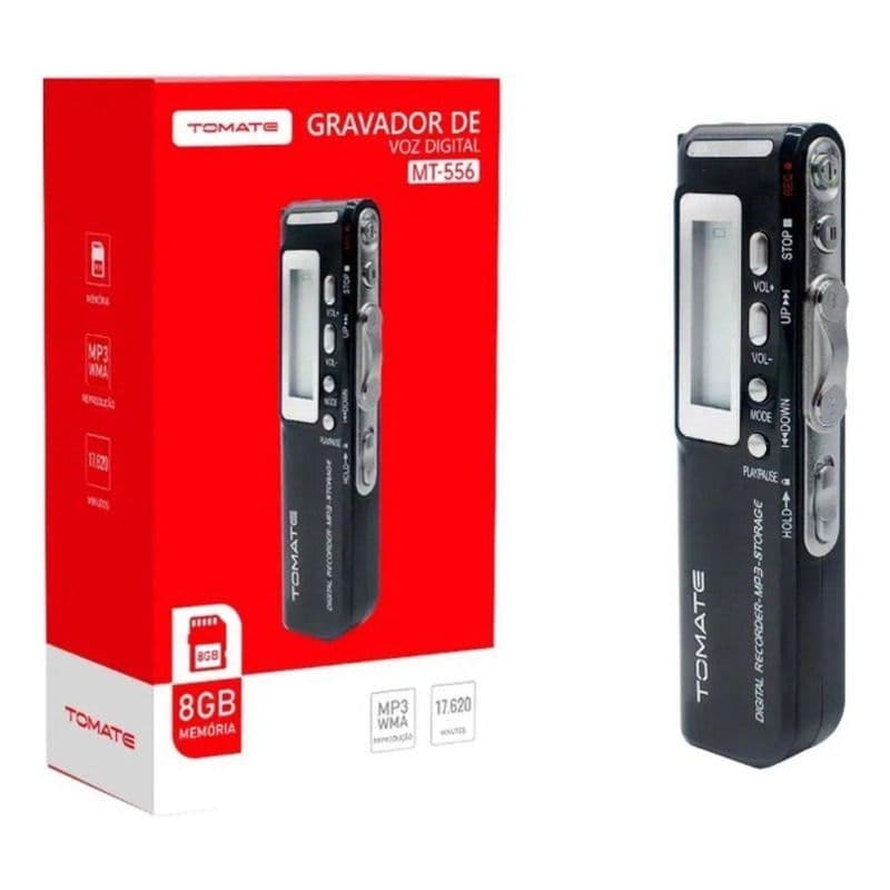 Gravador De Voz Tomate Portátil Digital 8gb Profissional MT-556