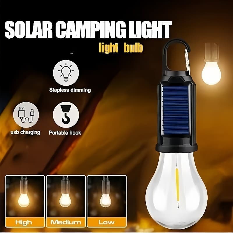 Lâmpada De Emergência Com LED Portátil Recarregável  Iluminacao Ajustável  solar