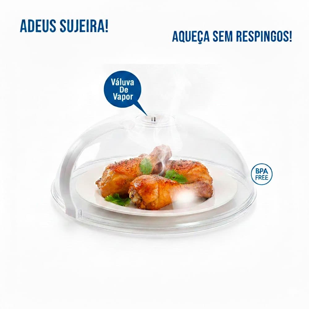 Tampa Para Micro-ondas Anti Respingo Com Alça E Válvula De Vapor - Livre de BPA