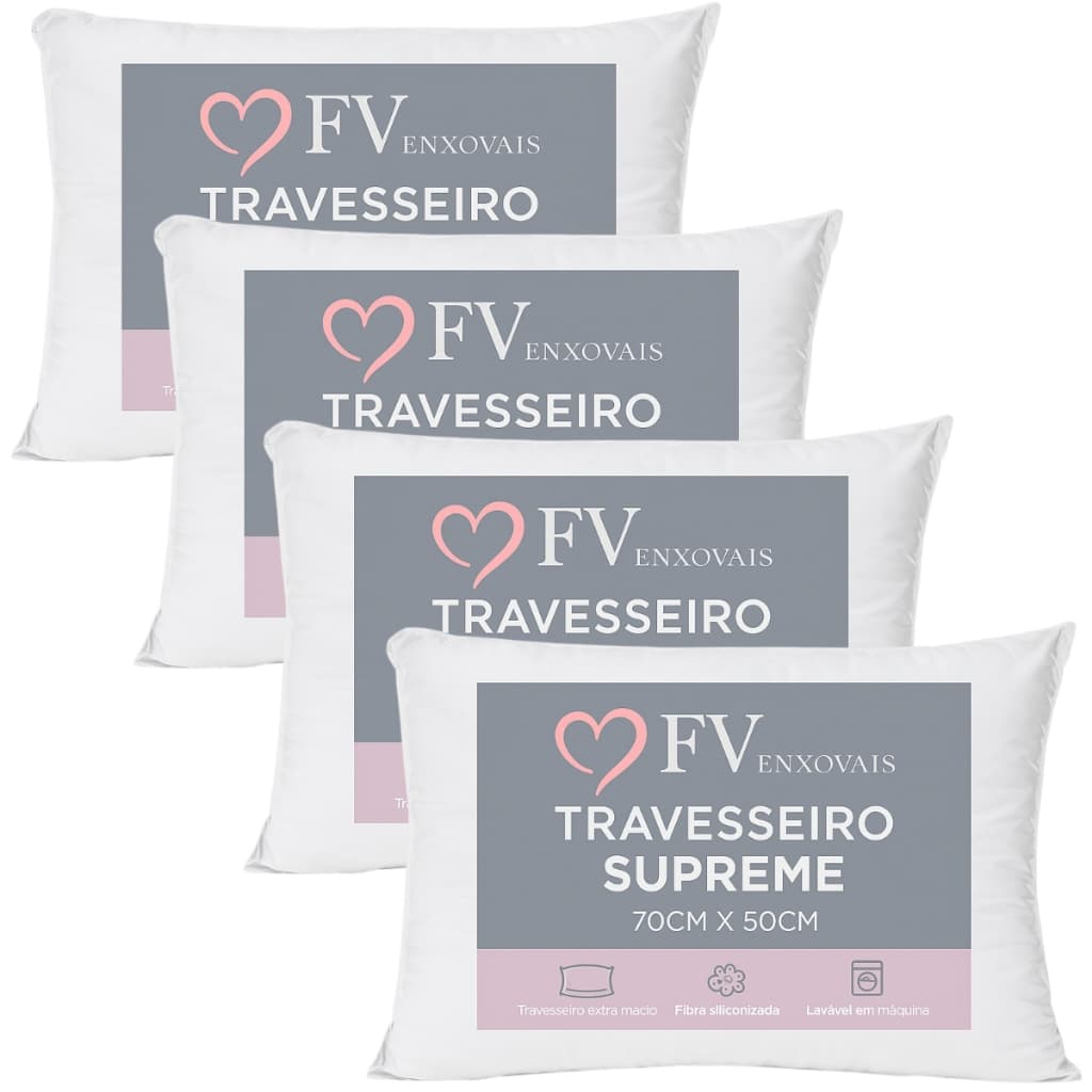 Travesseiro Antialérgico, Antiácaro, Macio, Lavável - Suporte Médio Padrão 70x50cm Suporte Médio