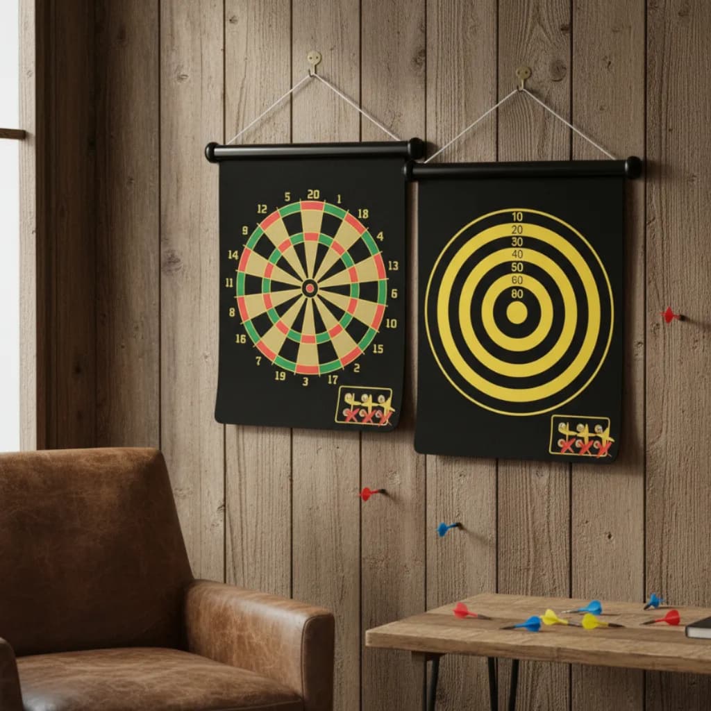 Jogo de Dardos Magnético com Alvo Dupla Face Dobrável 41x48cm Profissional elite Seguro e Divertido para Todas as Idades