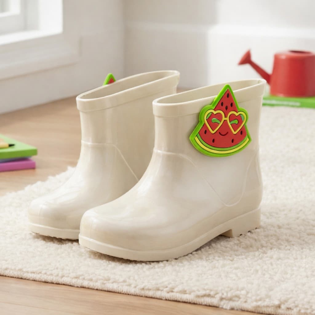 Galocha Infantil Feminina Frutas Coloridas Salada de Frutinhas Confortável Impermeáveis