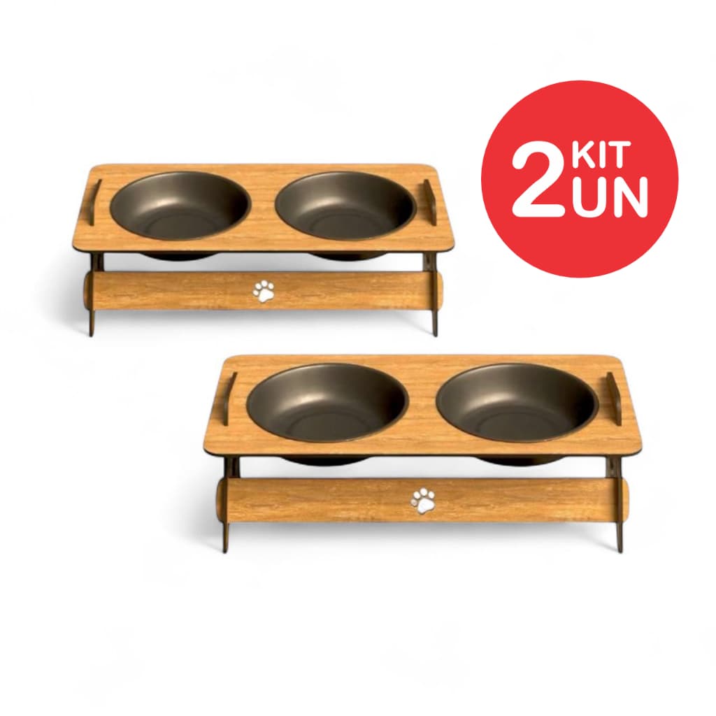 Comedouro Elevado em MDF Duplo Para Pets Bebedouro