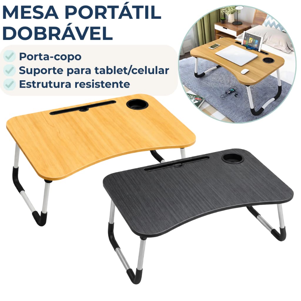 Mesa Dobrável Para Notebook Com Porta Tablet Porta Copos Home Office Mesa de Colo