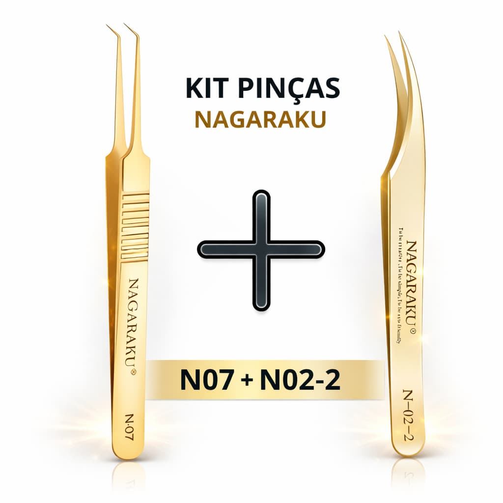KIT De Pinça N07+N02-2 Nagaraku Extensão De Cilios Fio A Fio Brasileiro Russo Alongamento