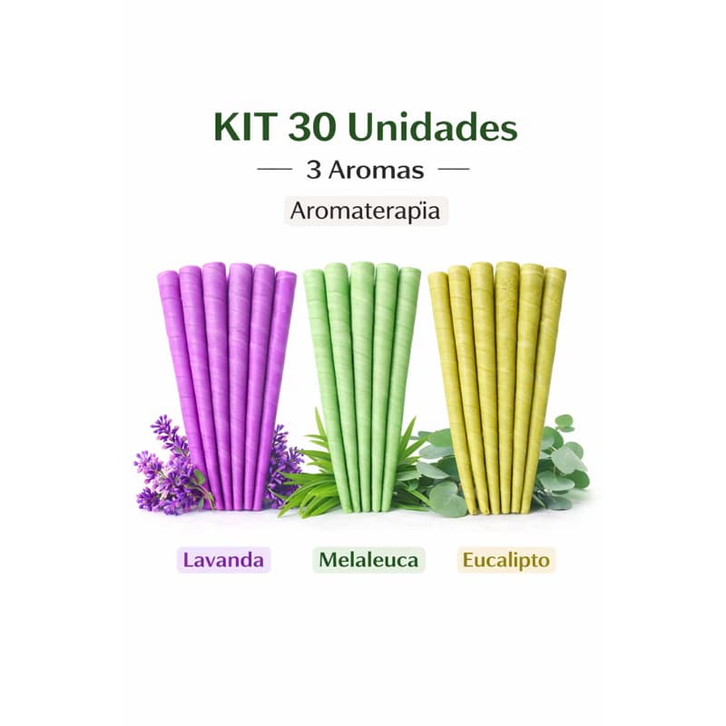 Kit Cone Chinês Hindu Aromaterapia – 30 Unidades | Lavanda + Melaleuca + Eucalipto