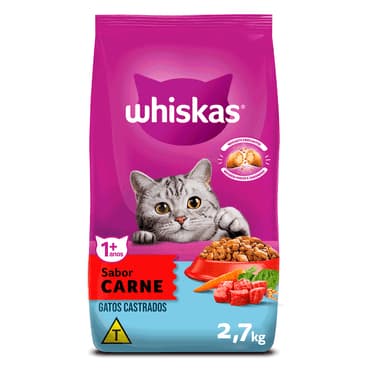 Ração Whiskas para Gatos Castrados Sabor Carne 2,7 kg