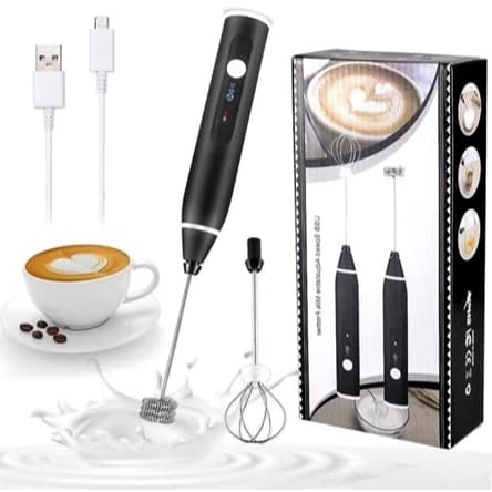 Mixer Misturador Elétrico Recarregável USB, Mixer 2 em 1 Portátil Bebidas, Misturas, 3 velocidades