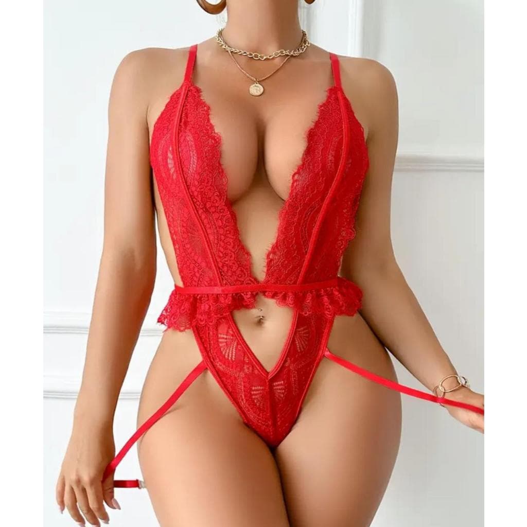 Body Feminino Vermelho Renda Vivi Sensual Moda Íntima Luxo | Sinta-se Linda | Renda Conforto | Forro Algodão