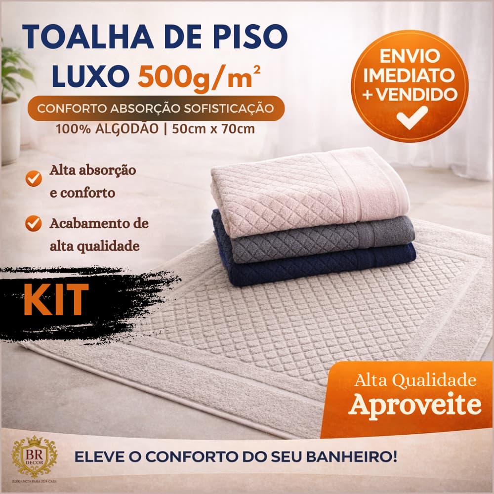Kit Toalha de Piso Rapida Absorção 50cm x 70cm - 500g/m² e 250/gm²