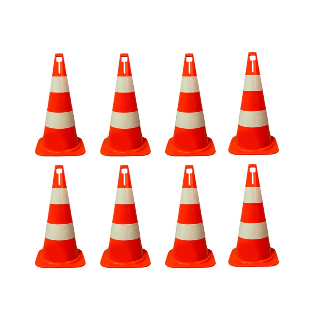 8 Cones Sinalização Segurança Pvc 50cm Estacionamento Demarcação