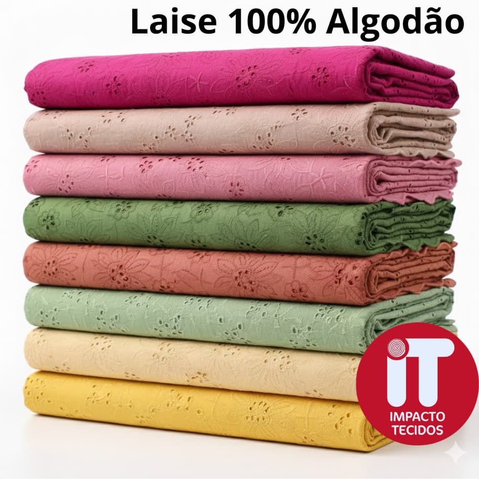 Tecido Laise Bordada Premium 100% Algodão 1m x 1,40m Largura Para Vestidos, Blusas, Moda Verão