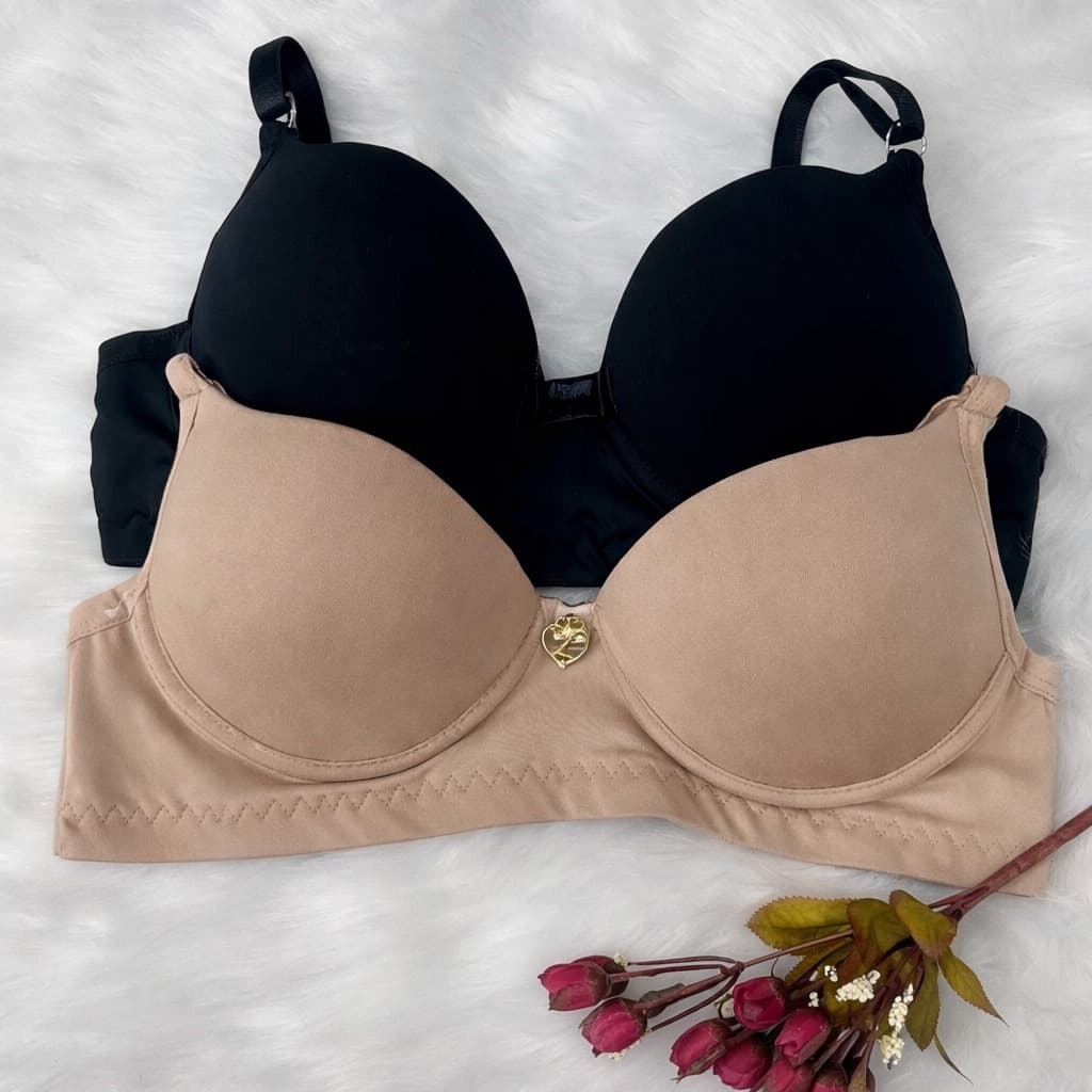 Kit 2 Sutiãs Femininos Reforçados com Bojo em Microfibra – Básico e Confortável