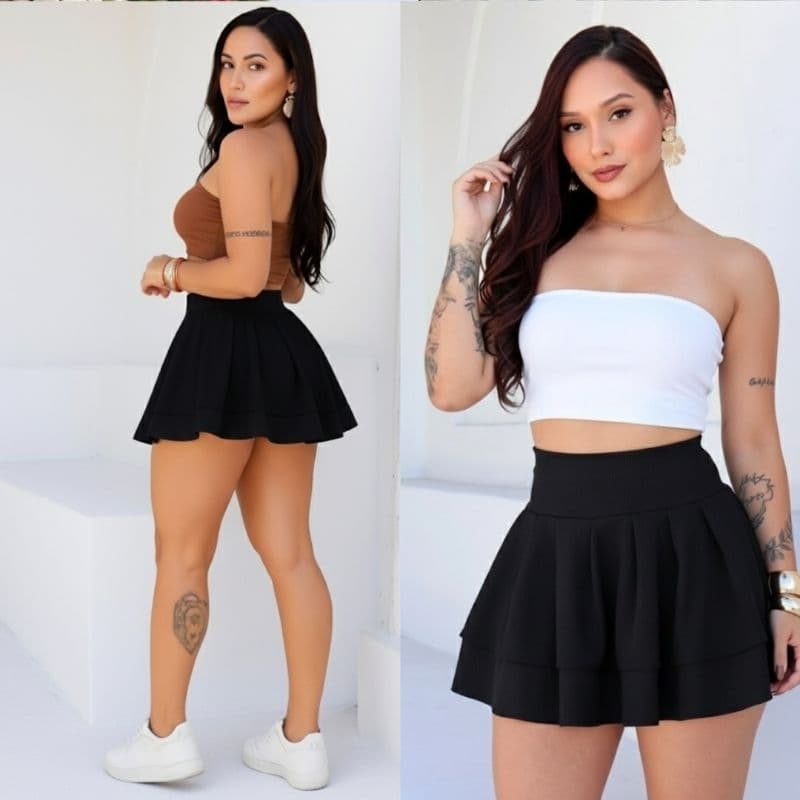 Short Saia Feminino Anarruga Tendencia Primavera Verão