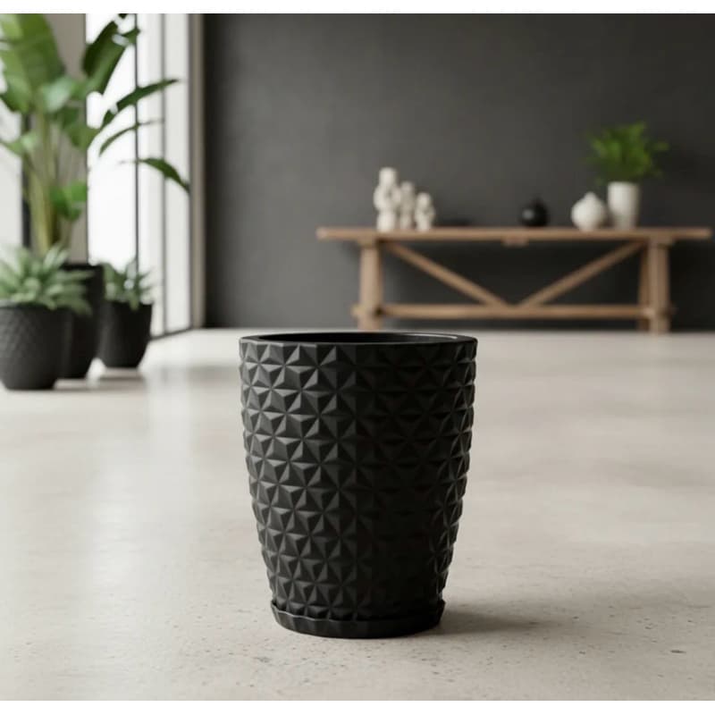 Vaso para plantas polietileno diamante P COM PRATO COLETOR