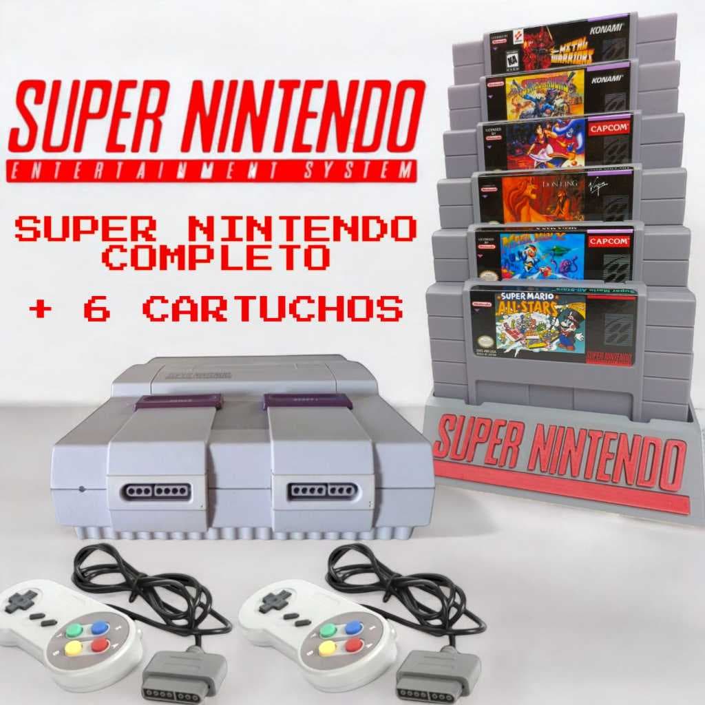 Super Nintendo (SNES) + 2 Controles + Kit com 6 Jogos Incríveis a escolha