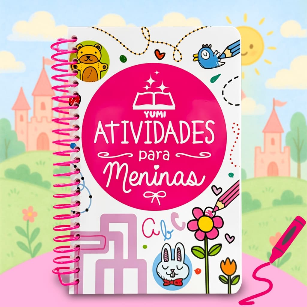 Livro Infantil 365 Atividades para Meninas Livro Educativo, Atividades e Desafios Livro Rosa
