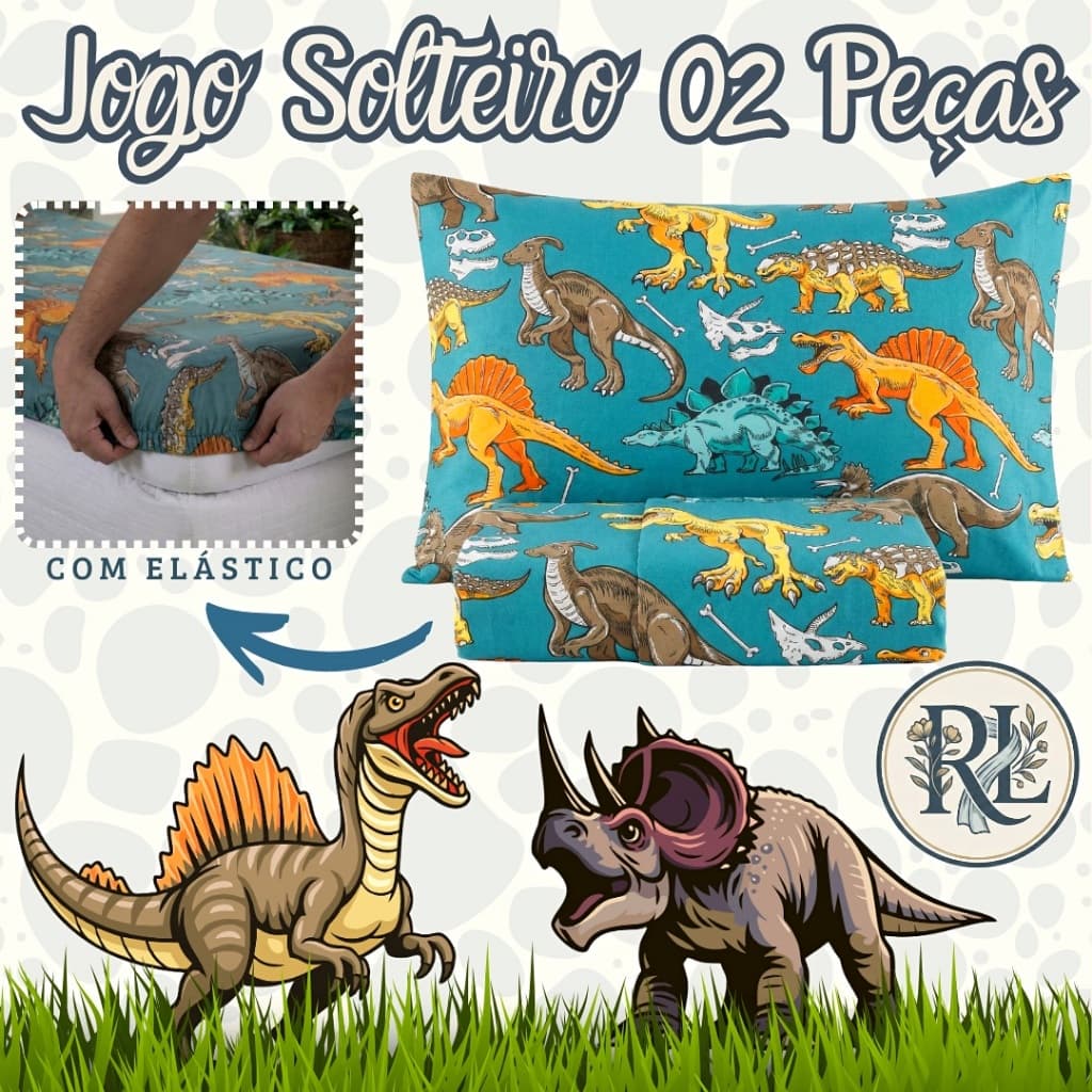 Jogo de Lençol Solteiro 02 Peças Estampas Infantis Florais Geométricas