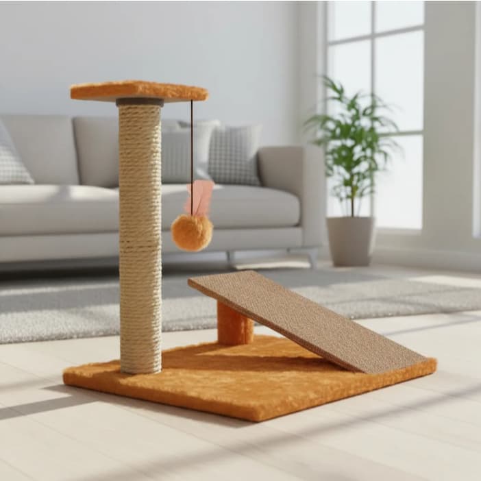 Arranhador Gato Poste com Rampa Maluca com Brinquedo Exclusivo Pet Cat Gato