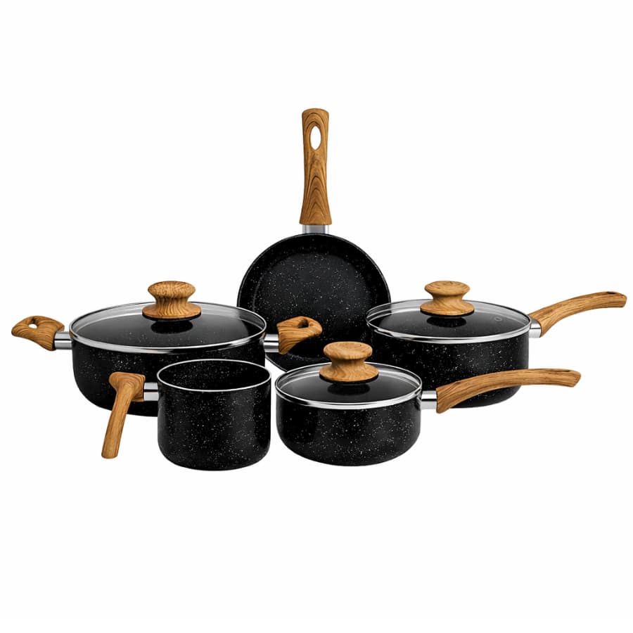 Conjunto Panelas em Cerâmica 5 Peças Antiaderente Tampa em Vidro 