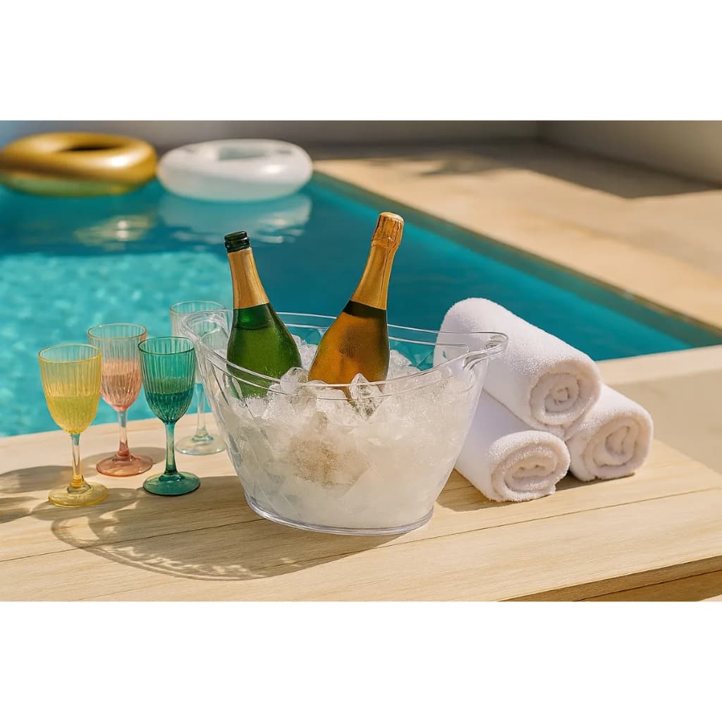 Champanheira Transparente Balde com Alça com 15 Litros para Bebidas com Gelo