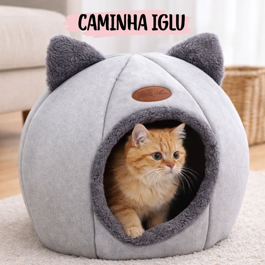 Caminha Iglu Gatos Super Macia Aconchegante Protege Cachorro Pequeno