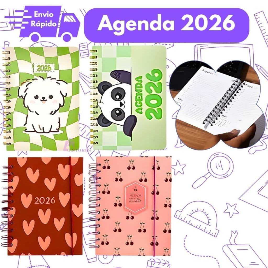 Agenda 2026 Diária Capa Dura Espiral Planner Caderneta Calendário