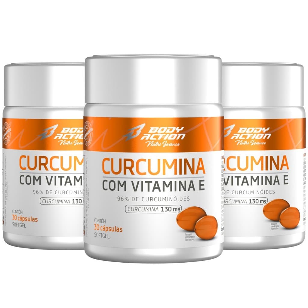 Kit 3x Cúrcuma Com Vitamina E - 30 Caps - 3 Meses Bodyaction