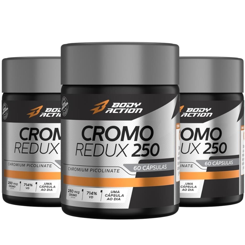 Kit 3x Cromo Redux 250mcg 714% Vd Total 180 Caps Bodyaction