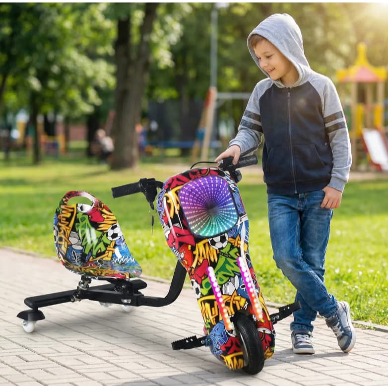 Triciclo Manobra Drift com Luzes 50Kg a 80kg Manual em Português Infantil Adulto Bluetooth com som Integrado