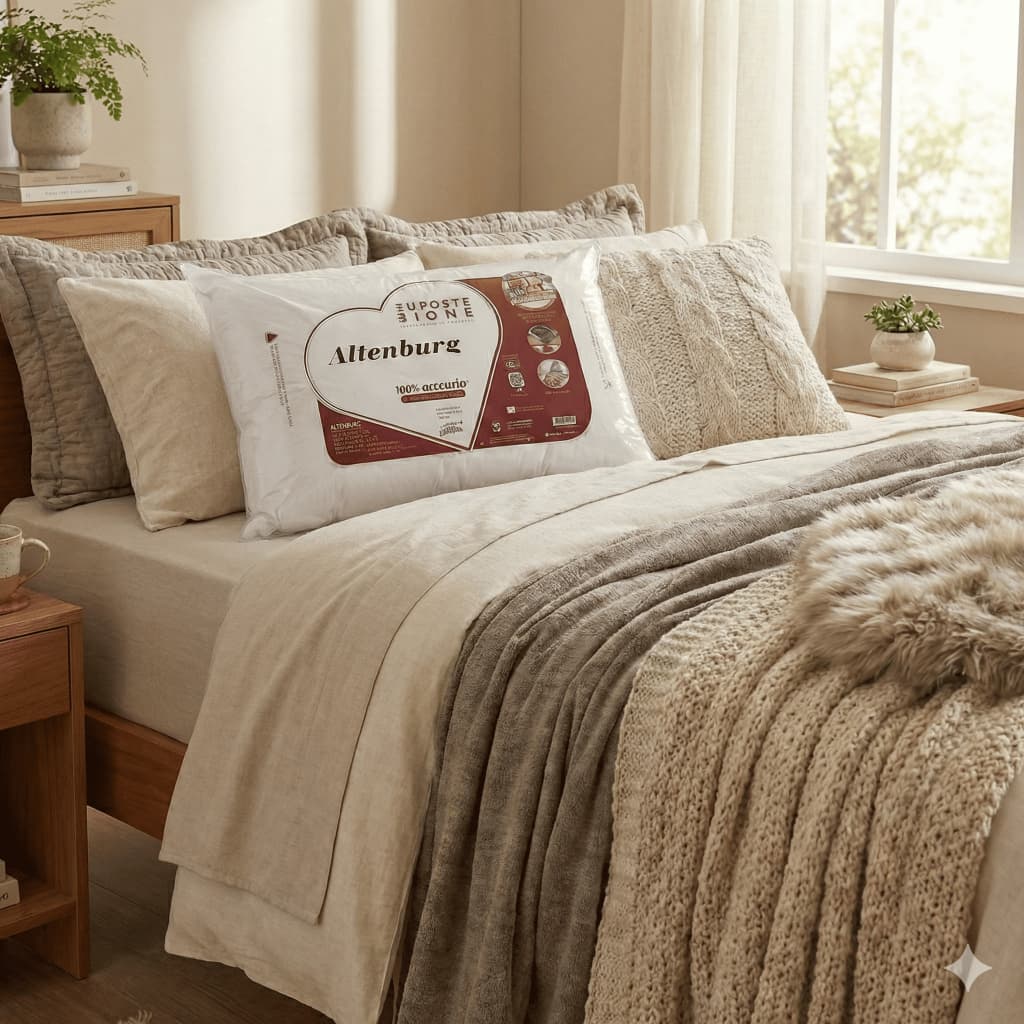 Kit 2 Travesseiros Altenburg Suporte Firme 50x70 180 Fios Percal Lavável