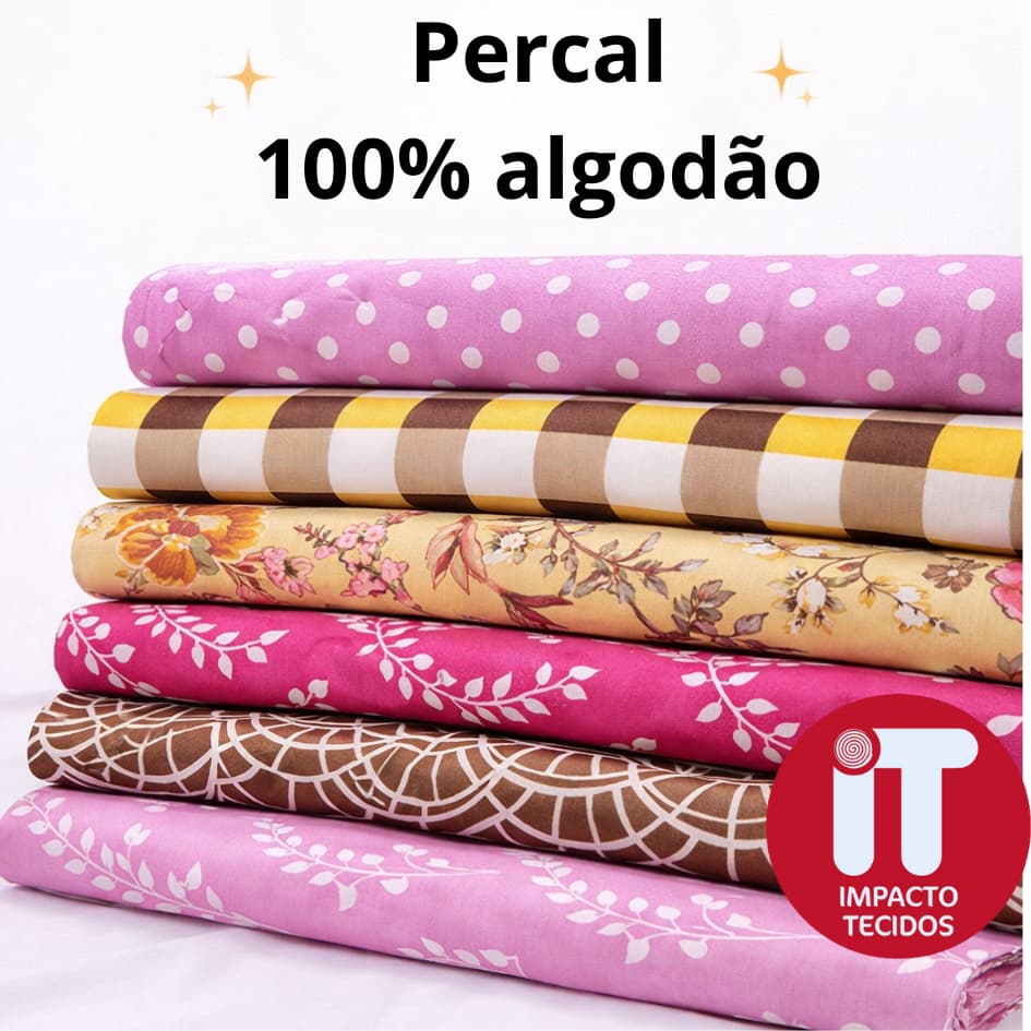 Tecido Percal 180 fios 100% Algodão 1 metro x 2,50 para lençol, fronhas e capas de almofada