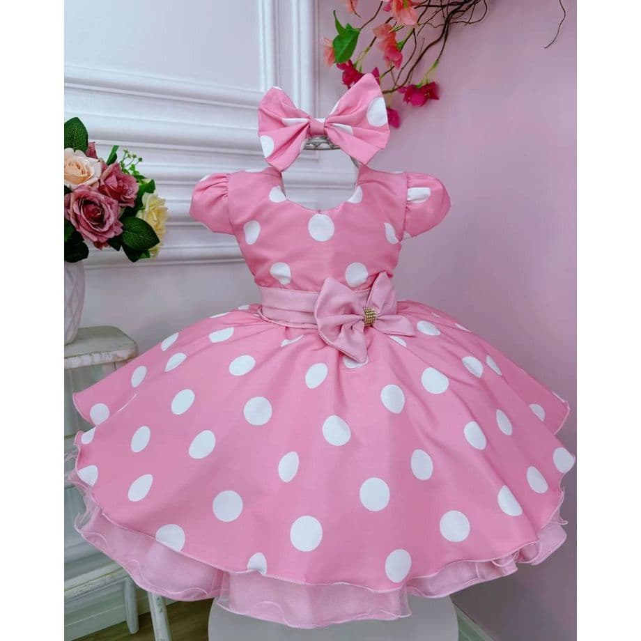 Vestido MINNIE Rosa Festa Luxo - Fantasia