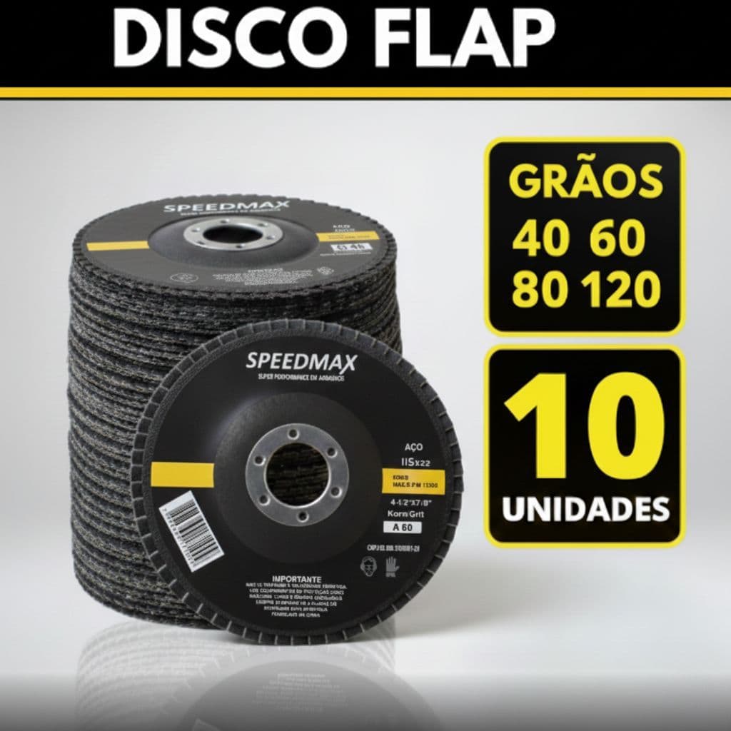 DISCO FLAP 4.1/2 Kit C/10pçs GRÃO 40 - 60 - 80 - 120