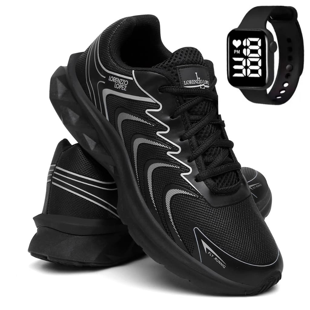 Tênis Masculino Esportivo Confortável Leve + Relogio Smart