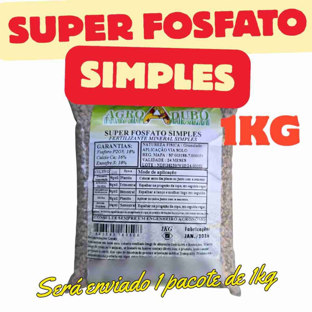 Fertilizante Super Fosfato Simples 1Kg Adubo