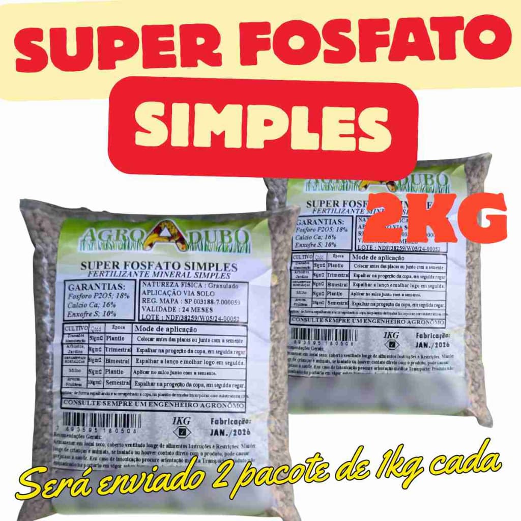 Adubo Super Fosfato Simples 2Kg Adubo