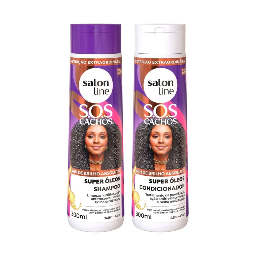 Kit Shampoo e Condicionador SOS Cachos Super Óleos Nutritivo Salon Line
