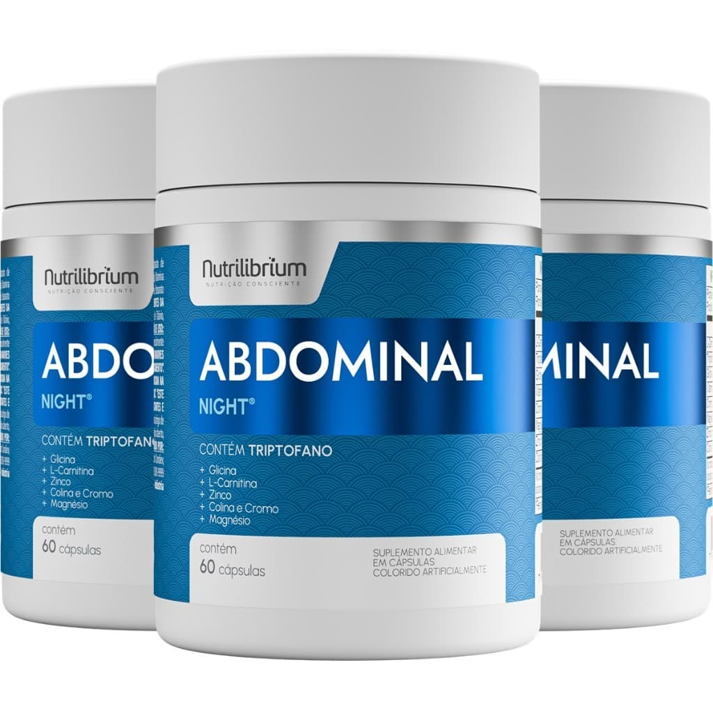 Kit 3x Abdominal Night Triptofano Cromo L-carnitina Zinco 180 Caps Nutrilibrium
