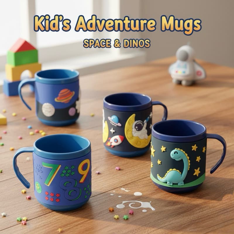 Caneca de Plástico Infantil Criança 230ml Emborrachada 3D Sortidos